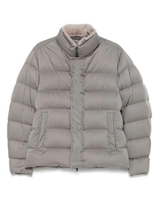 Herno Gray Quilted Bomber Jacket for men