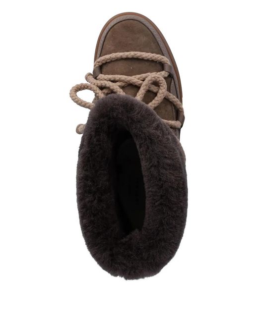Inuikii Brown Fleece-Trim Lace-Up Boots