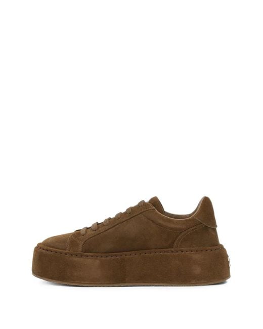 Casadei Brown Platform Suede Sneakers