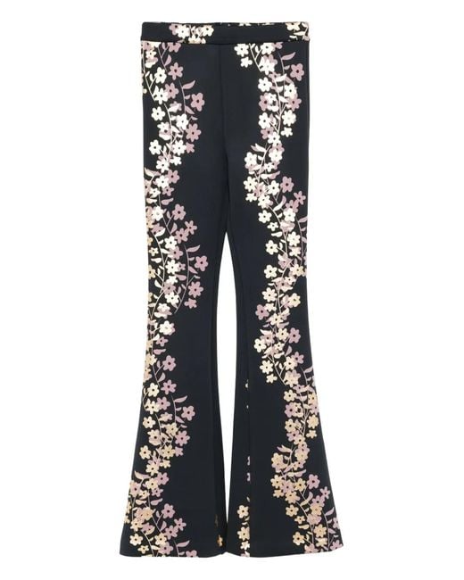 Cynthia Rowley Black Foil-Print Trousers
