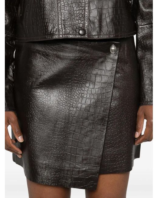 Stand Studio Gray Crocodile-Effect Asymmetric Skirt