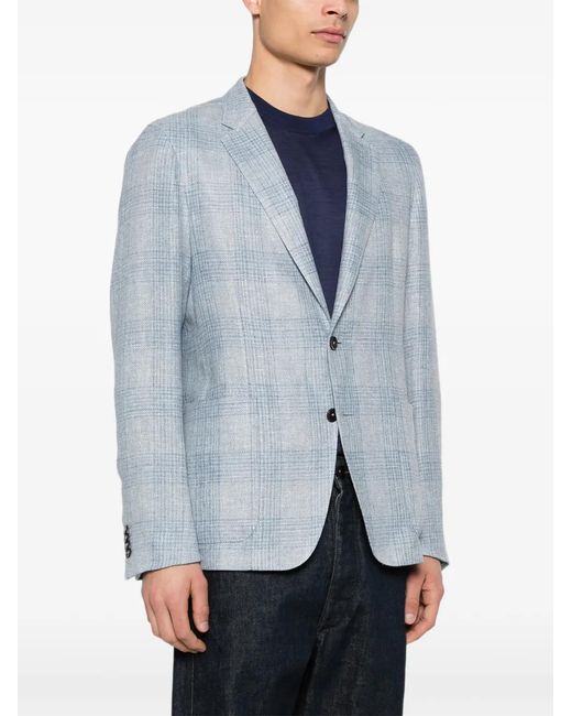 Zegna Blue Checked Blazer for men