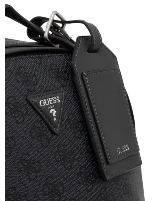 Guess Black Milan Monogram-Print Logo-Plaque Backpack for men
