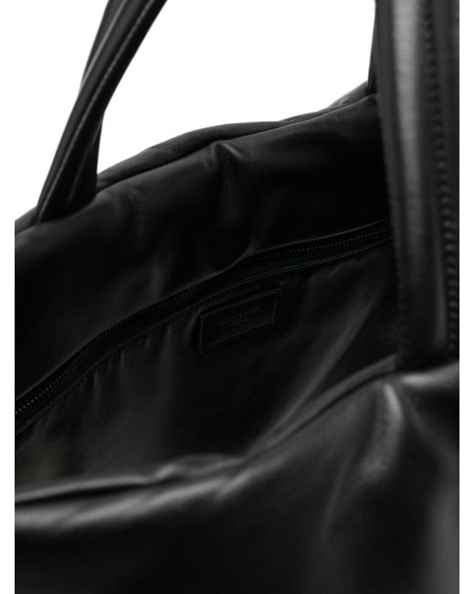 Bolso shopper con logo en relieve Saint Laurent de hombre de color Black