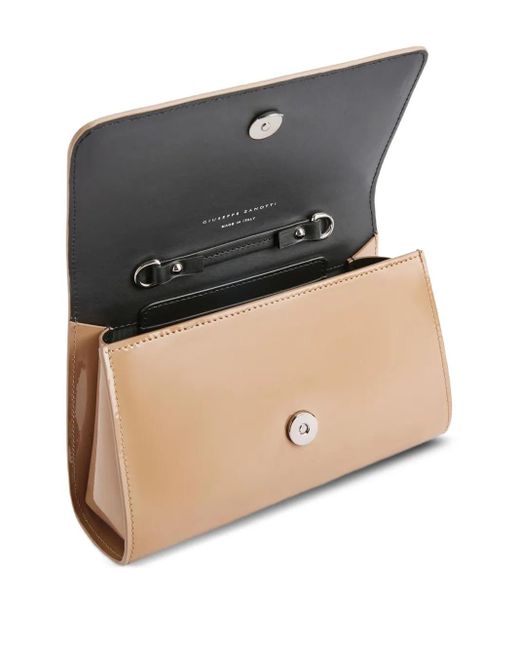 Giuseppe Zanotti Natural Mini Cleopatra Patent Leather Flap Clutch