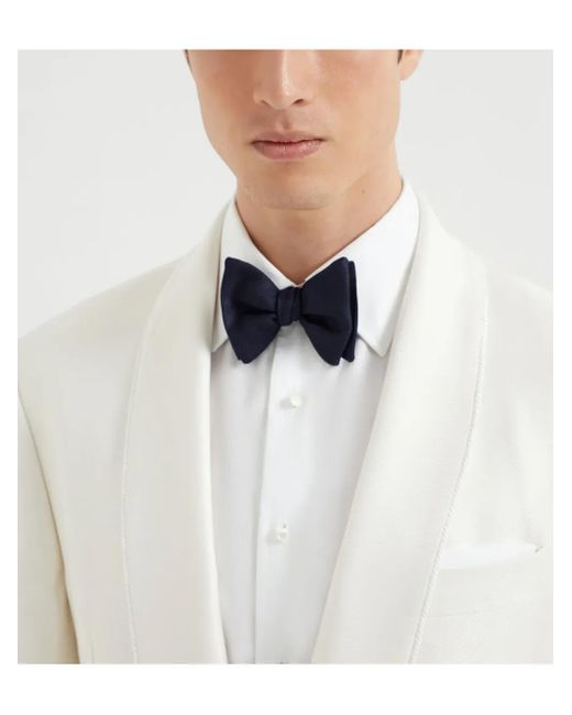 Brunello Cucinelli Blue Silk Twill Bow Tie for men