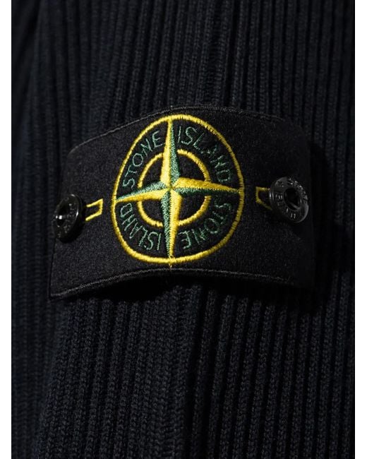 Stone Island Blue Wool High-Neck Sweater for men