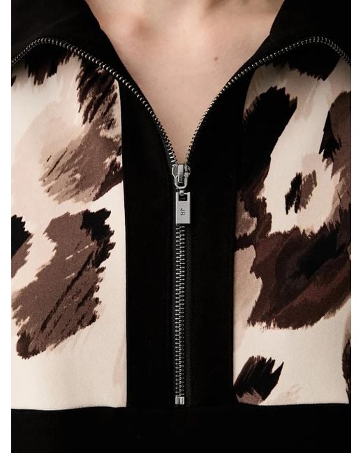 Joseph Ribkoff Black Leopard-Print Colour-Block Top