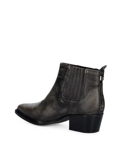 Guess Black Wynie Grainy-Leather Ankle Boots