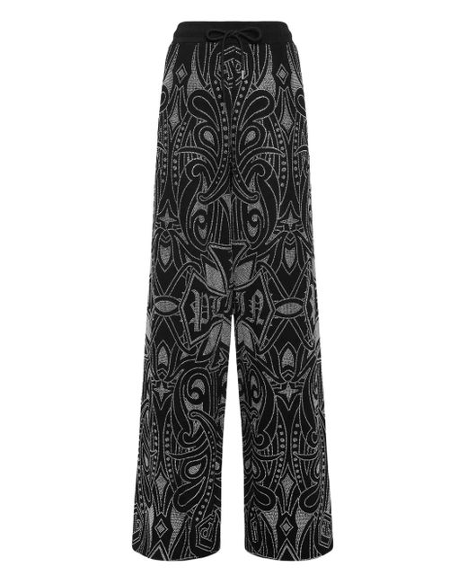 Philipp Plein Gray Skater Fit Jogging Pants Gothic Plein Strass