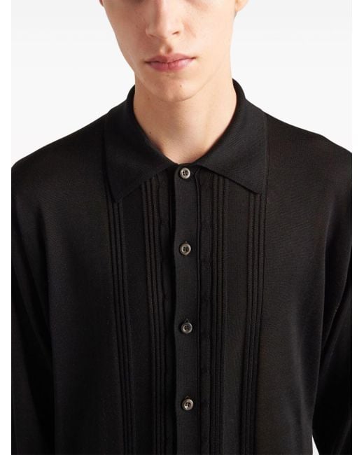 Prada Zijden Vest Met Gespreide Kraag in het Black voor heren