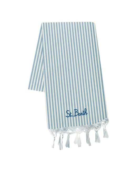 Mc2 Saint Barth Blue Fouta Striped-Pattern Beach Towel