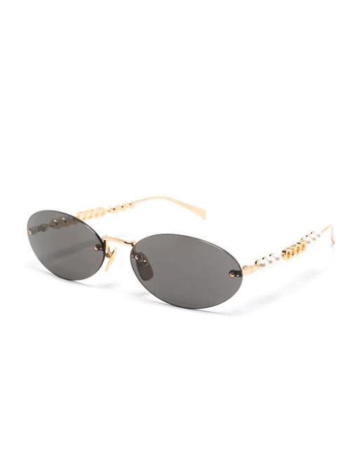 Gucci Gray Oval-Frame Sunglasses