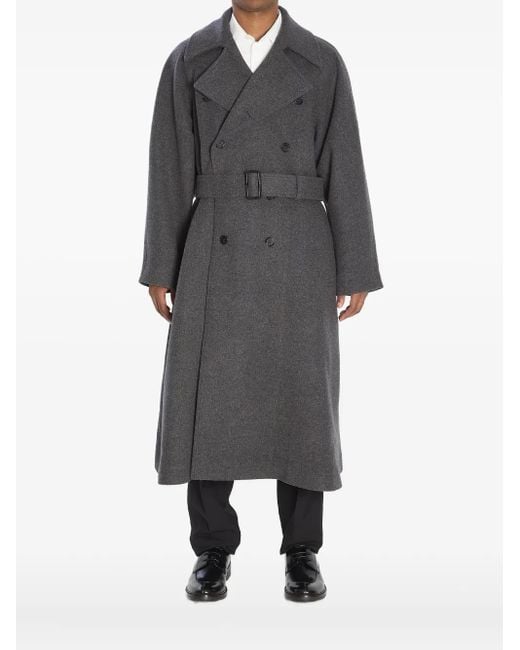 Saint Laurent Gray Double-Breasted Cashmere Coat for men