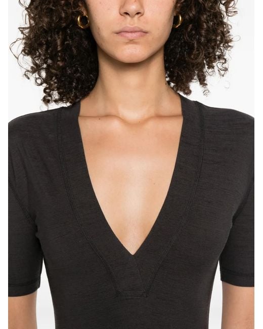 Nanushka Black Akka Short-Sleeved Wool Top