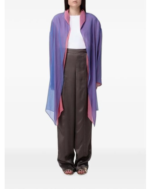 Giorgio Armani Purple Triple-Layer Silk Cape
