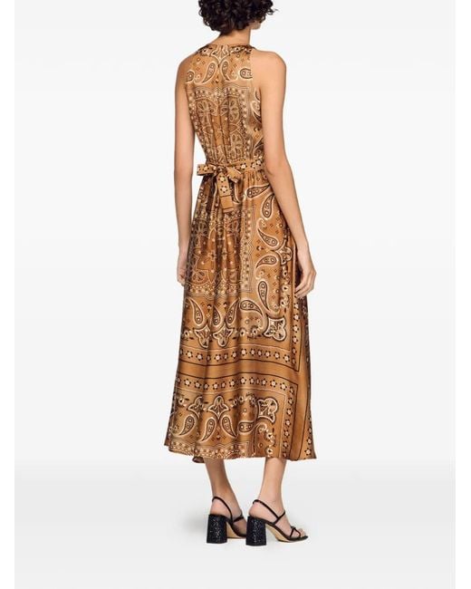Sandro Natural Maxi Bandana-Print Dress