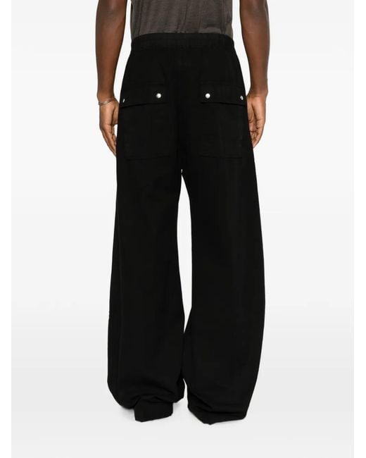 Rick Owens Black Drawstring Wide-Leg Trousers for men