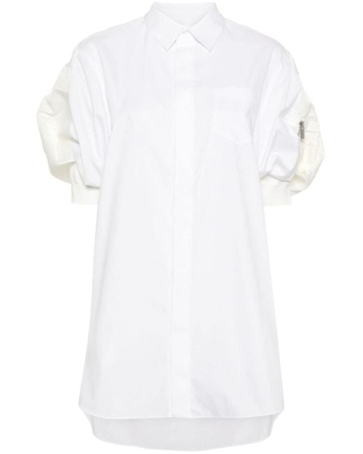 Vestido corto de manga farol Sacai de color White