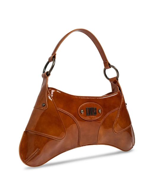 KNWLS Brown Razr Logo-Lettering Shoulder Bag