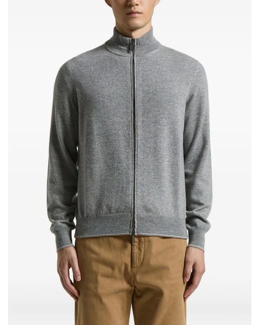 Peserico Gray Zip-Fastening Cardigan for men