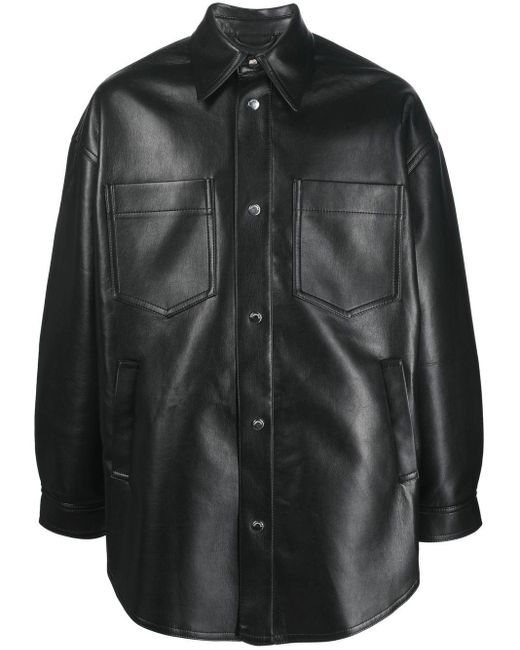 Nanushka Martin Leather Overshirt in Black for Men | Lyst