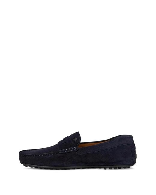 Hackett Blue Driver Saddle Suede Loafers for men
