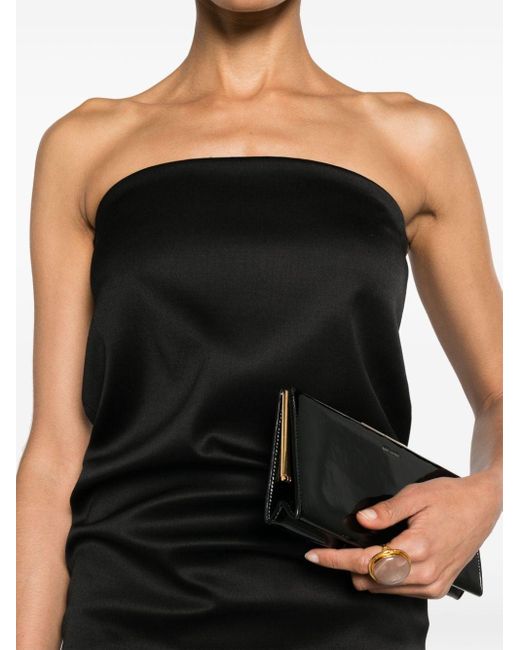 Saint Laurent Black Strapless Wool-blend Minidress