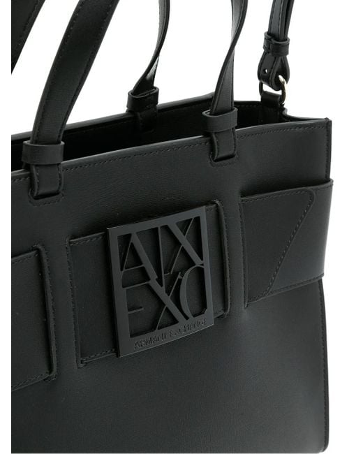 Borsa tote con logo di ARMANI EXCHANGE in Black