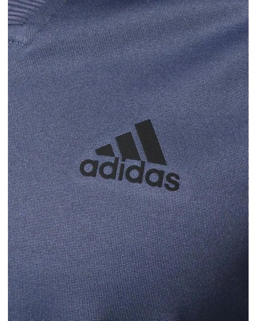 Adidas Blue Three-Stripe Bomber Jacket for men