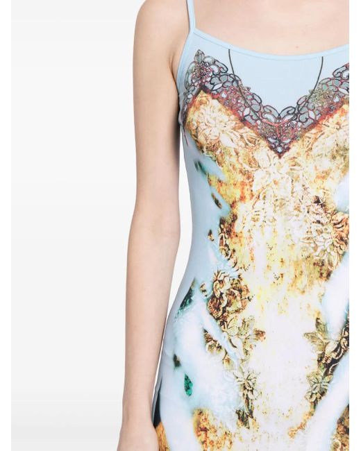 Y. Project White Graphic-Print Slip Dress