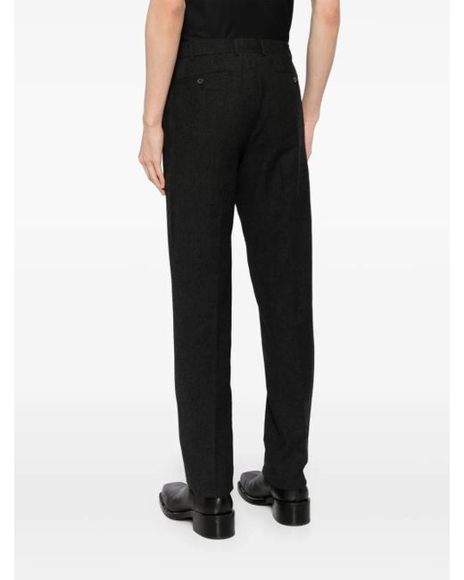 Lanvin Black Pressed-Crease Wool Tailored Trousers for men