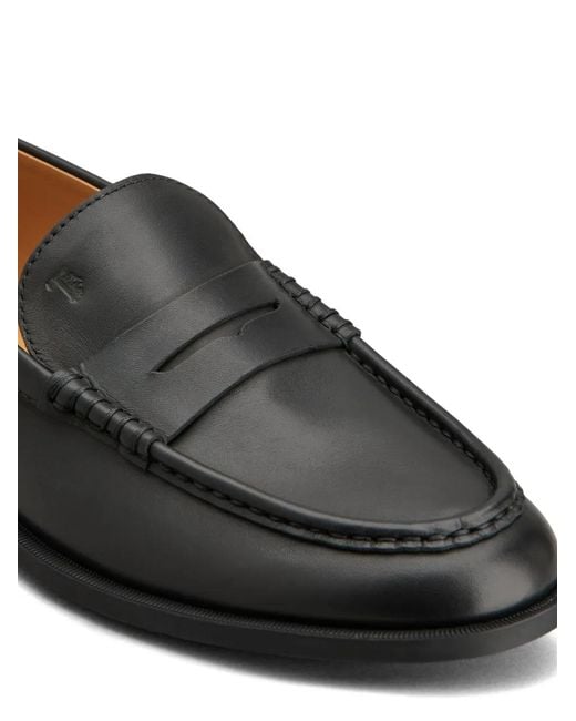 Tod's Black Penny Leather Loafers