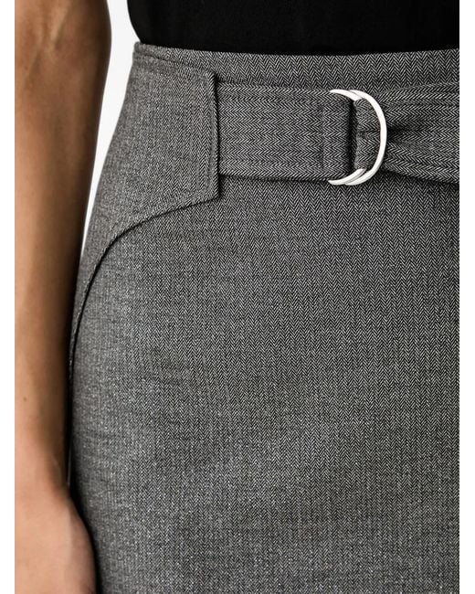 Fracomina Black Belted Herringbone-Pattern Mini Skirt
