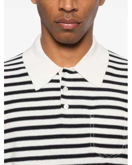 A.P.C. Black Striped Pocket Polo Shirt for men