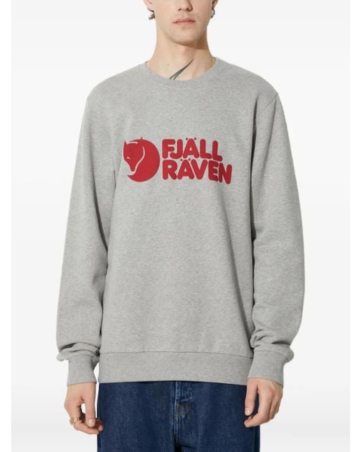 Fjallraven Gray Logo Crew-Neck Sweatshirt for men