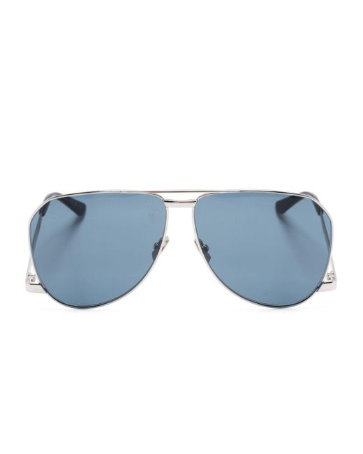 Saint Laurent Blue Sl 690 Dust Pilot-frame Sunglasses for men