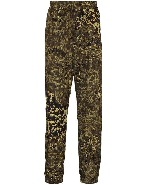Givenchy Green 4G Animal-Print Track Pants for men