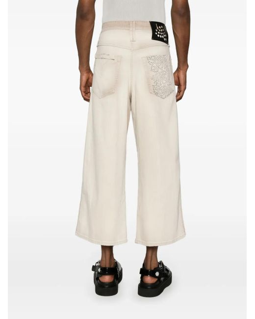 FEDERICO CINA Natural Cropped Straight-Leg Trousers