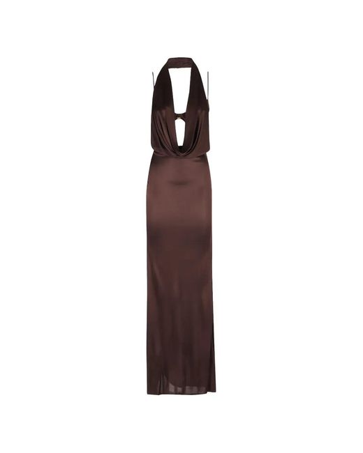 Elisabetta Franchi Purple Halter Cowl Neck Dress