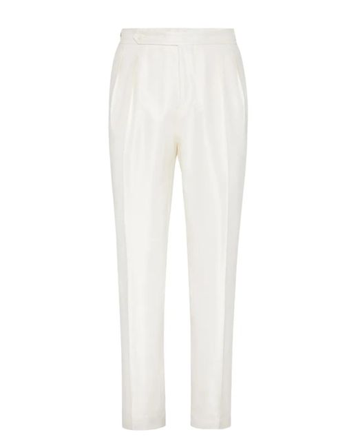 メンズ Brunello Cucinelli シルク パンツ White