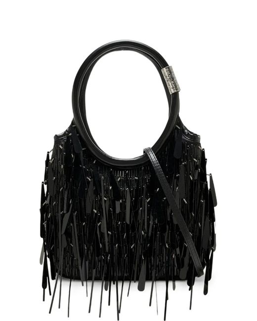 Sam Edelman Black Beaded-Tasseled Tote Bag
