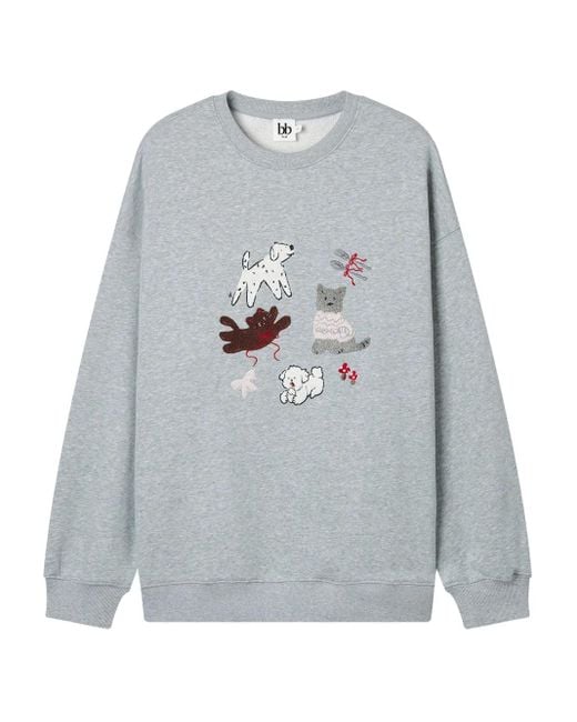 B+ AB Gray Embroidered Sweatshirt