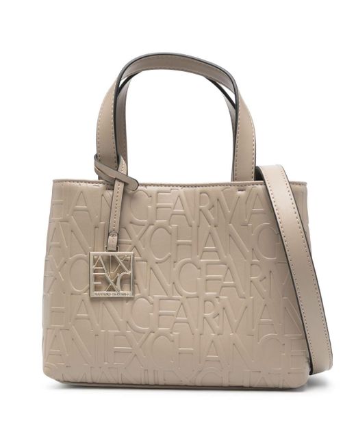 Armani Exchange Natural Embossed-logo Faux-leather Tote Bag