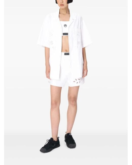 MARINE SERRE White Linen Bowling Shirt for men