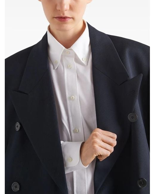 Prada White Logo-Embroidered Cotton Shirt