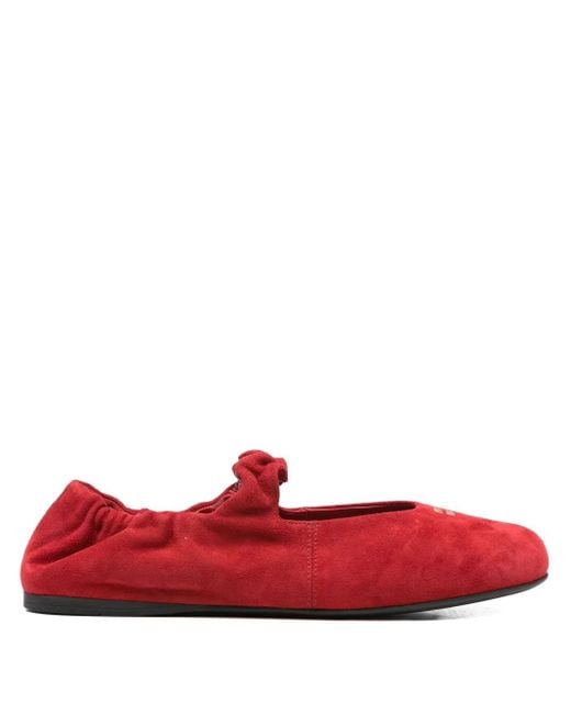 Ballerines À Plaque Logo Miu Miu en coloris Red