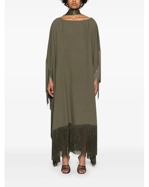 ‎Taller Marmo Green Tevere Fringed Kaftan Dress - Women's - Viscose/acetate