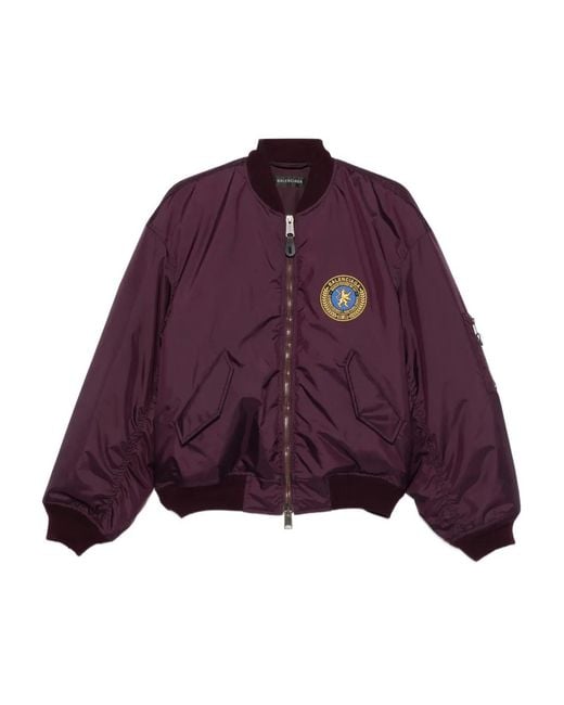 Balenciaga Purple Logo-Patch Bomber Jacket