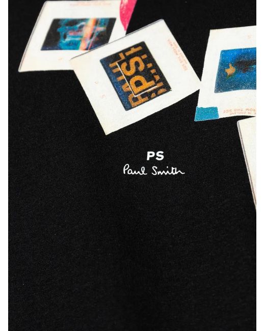 Paul Smith Black Slides Graphic-Print T-Shirt for men